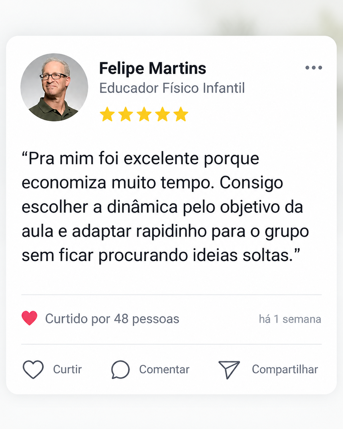 Avaliação de Felipe Martins sobre o material de psicomotricidade infantil